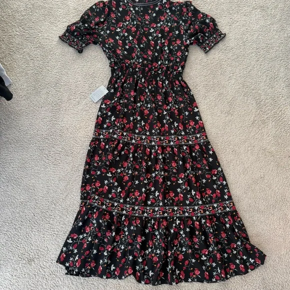 NWT Max Studio Floral Black and Red Women's Dress - Picture 5 of 6